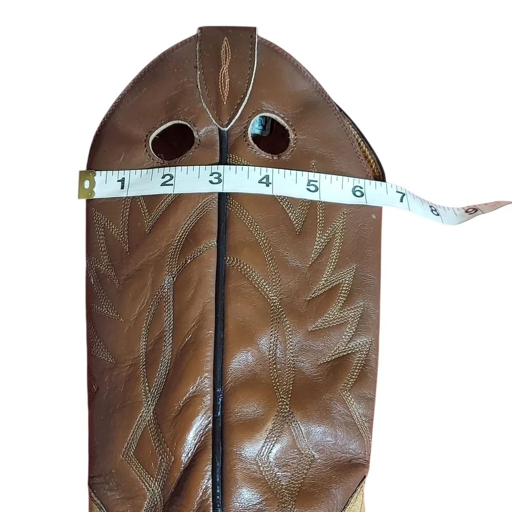 Sanders Vintage Two Tone Brown Leather Handcrafted Western Boots Women's - Picture 10 of 16